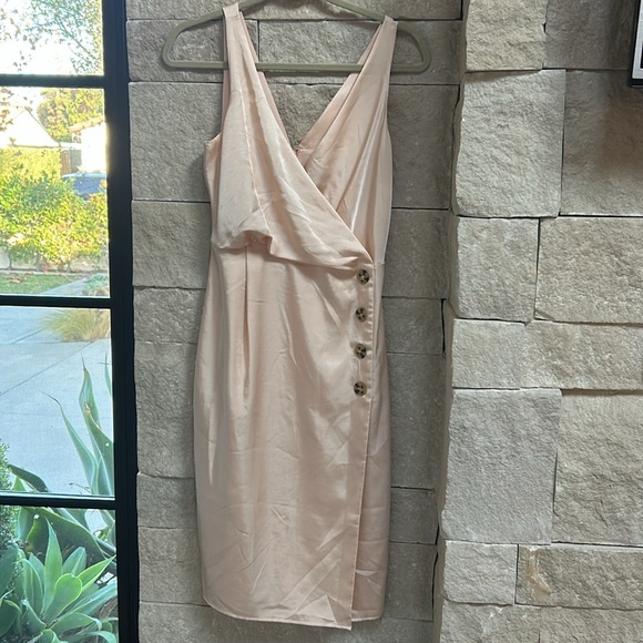 Reiss Pepa Satin Champagne Midi Dress - Picture 2 of 8